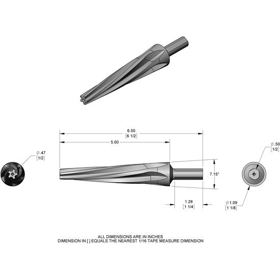 Speedway Tapered Ball Joint Reamer, 7 Degree