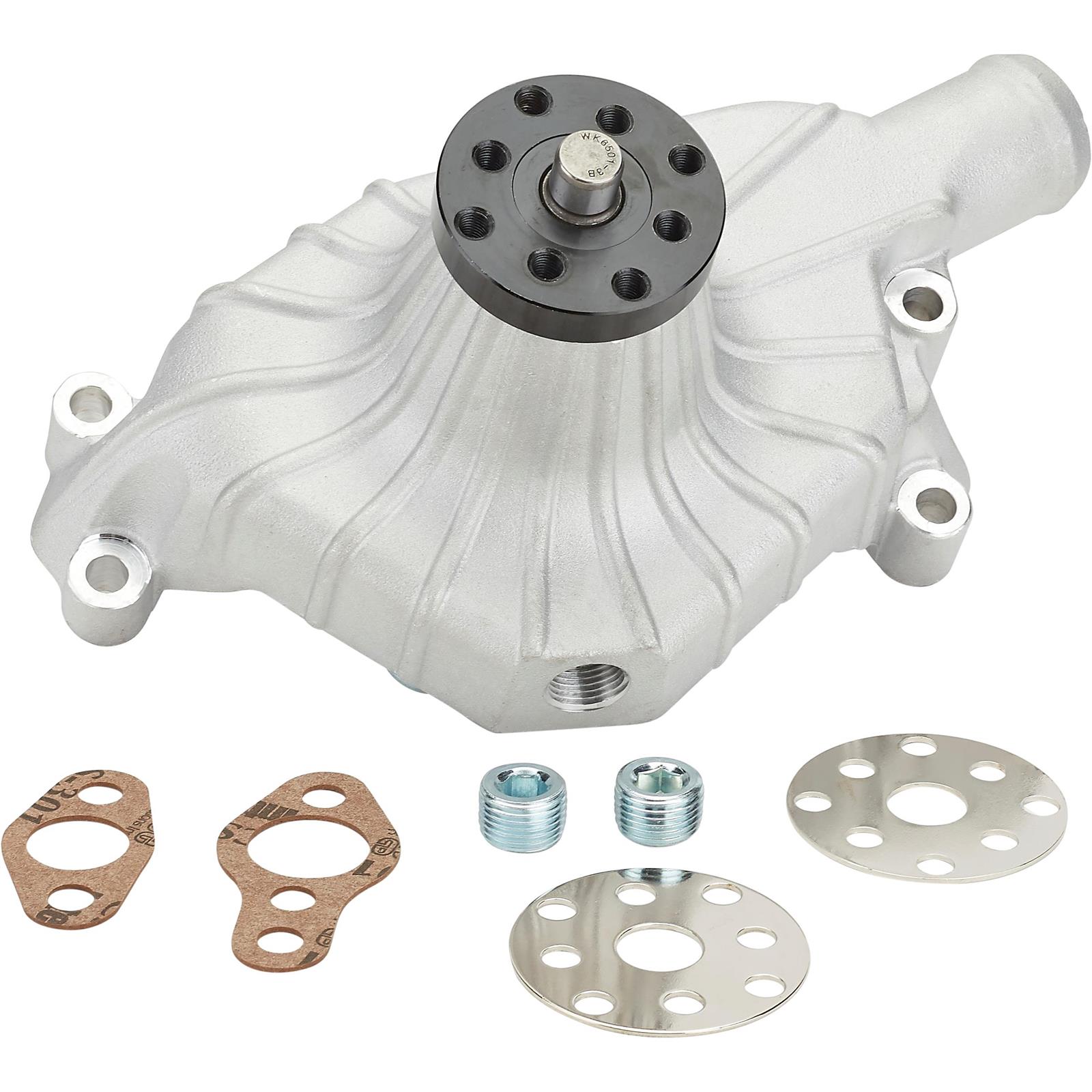 Small Block Chevy Plain Ribbed Aluminum Short Water Pump