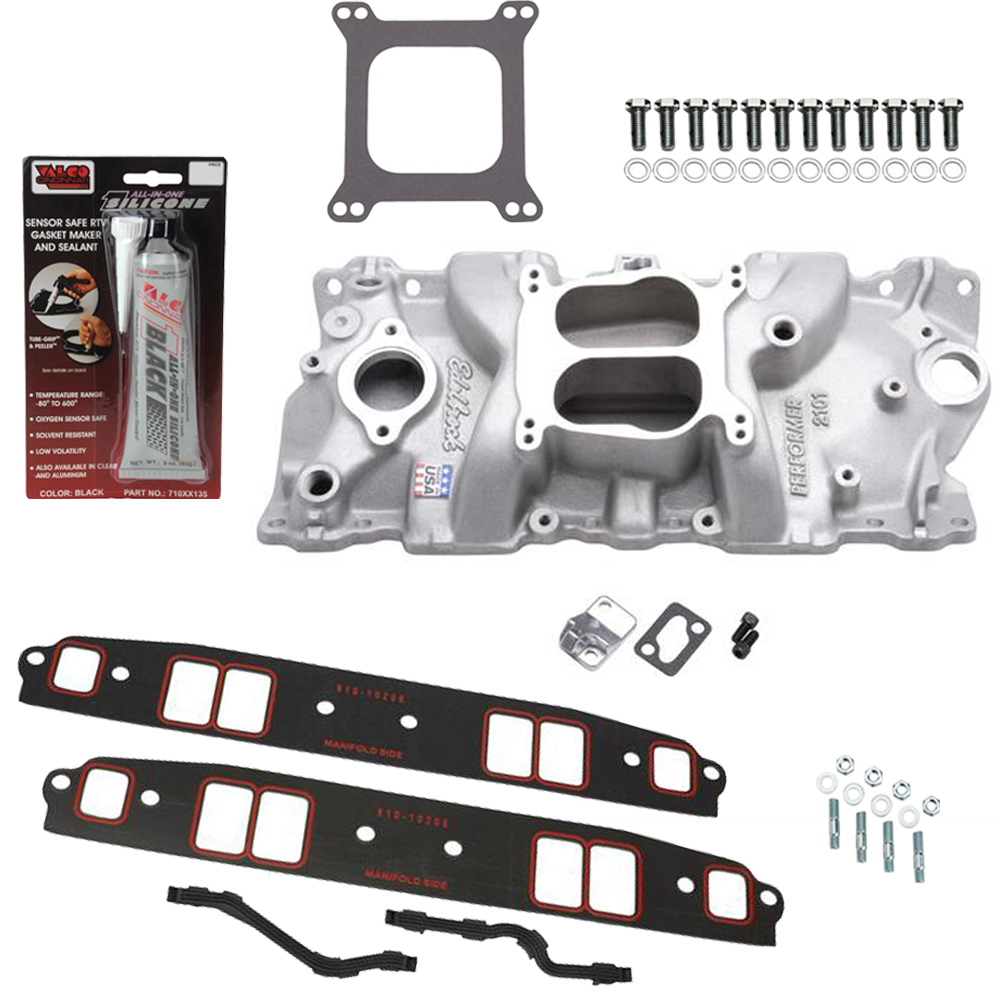Edelbrock 2101 Performer Intake Manifold Install Kit, Square Bore