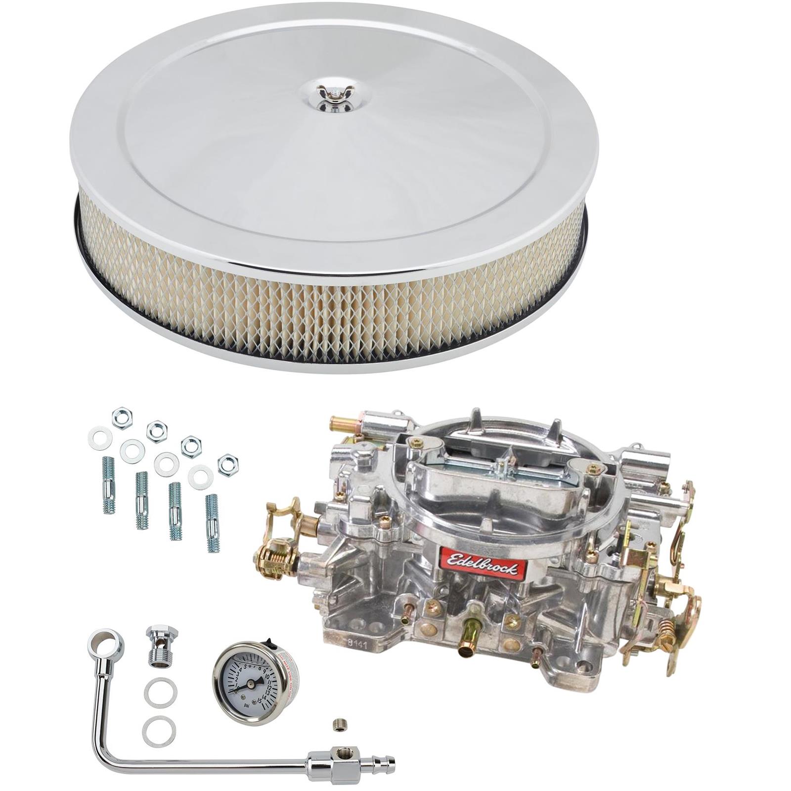 Edelbrock 1407 Performer 750 CFM Manual Carb/Air/Fuel Kit, Chrome