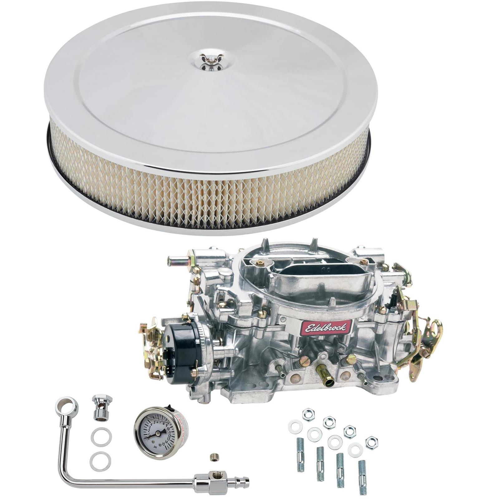 Edelbrock 1413 Performer 800 CFM Elect. Carb/Air/Fuel Kit, Chrome