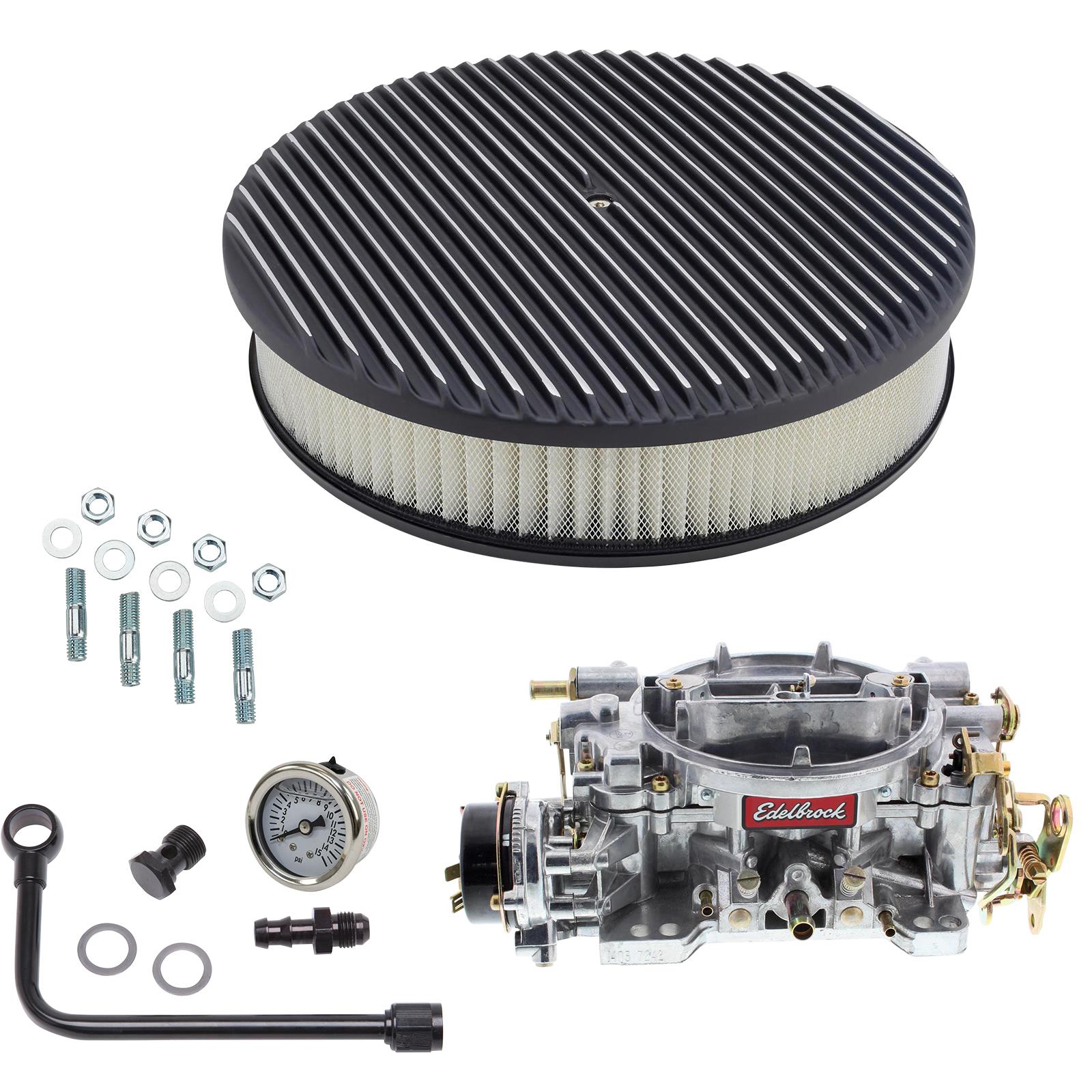 Edelbrock 1403 Performer 500 CFM Elect. Carb/Air/Fuel Kit,BLK FIN