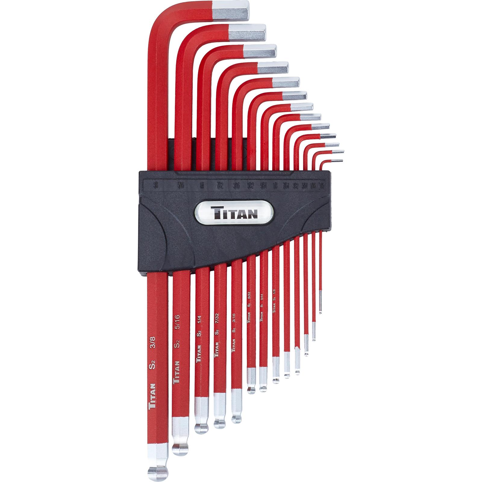 Titan Tools Long Detent Ball-End Allen Hex Key Set, SAE/Metric
