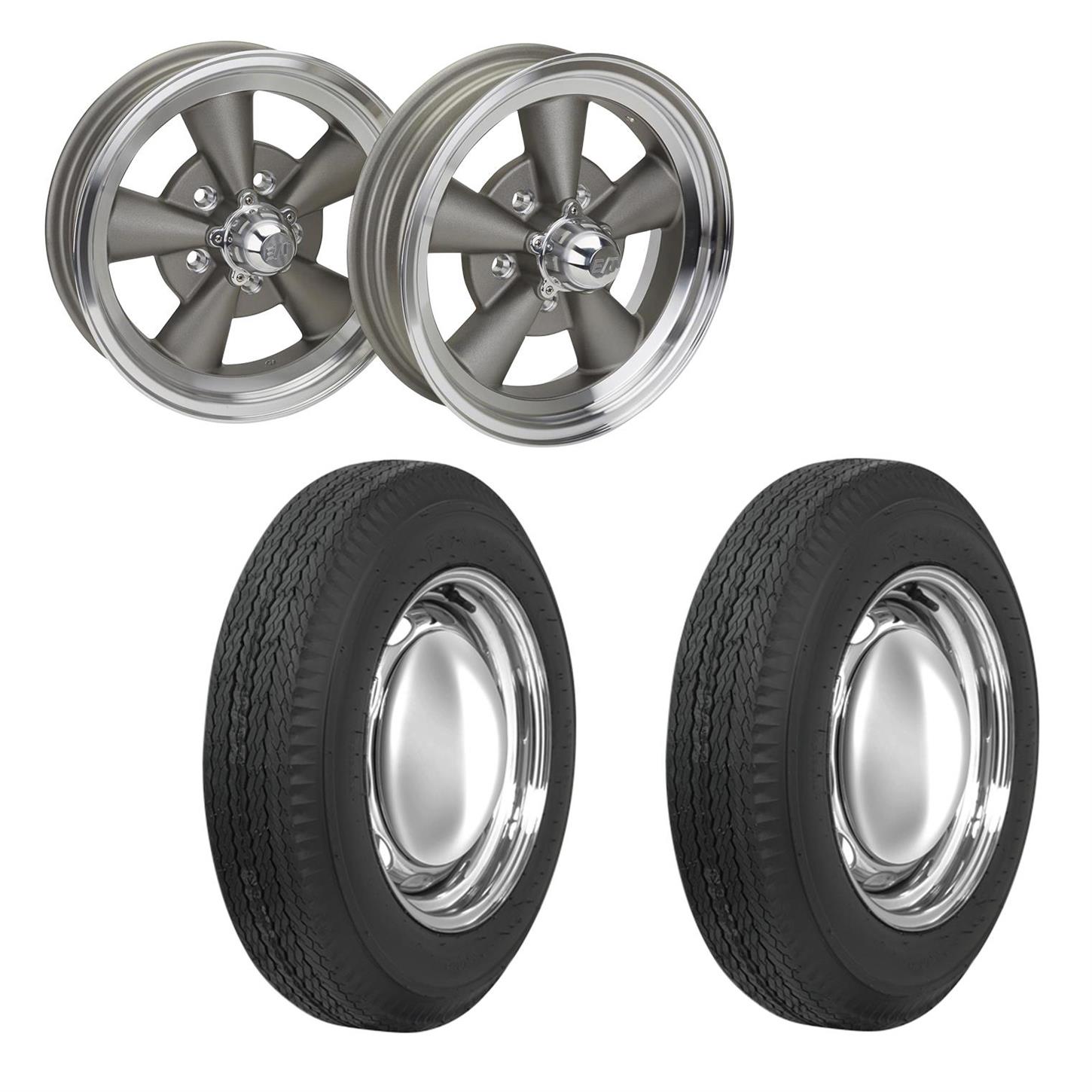 ET Vintage 15x4 Inch Front Gasser Wheel/Tire Set, 56015, 4.75 BP