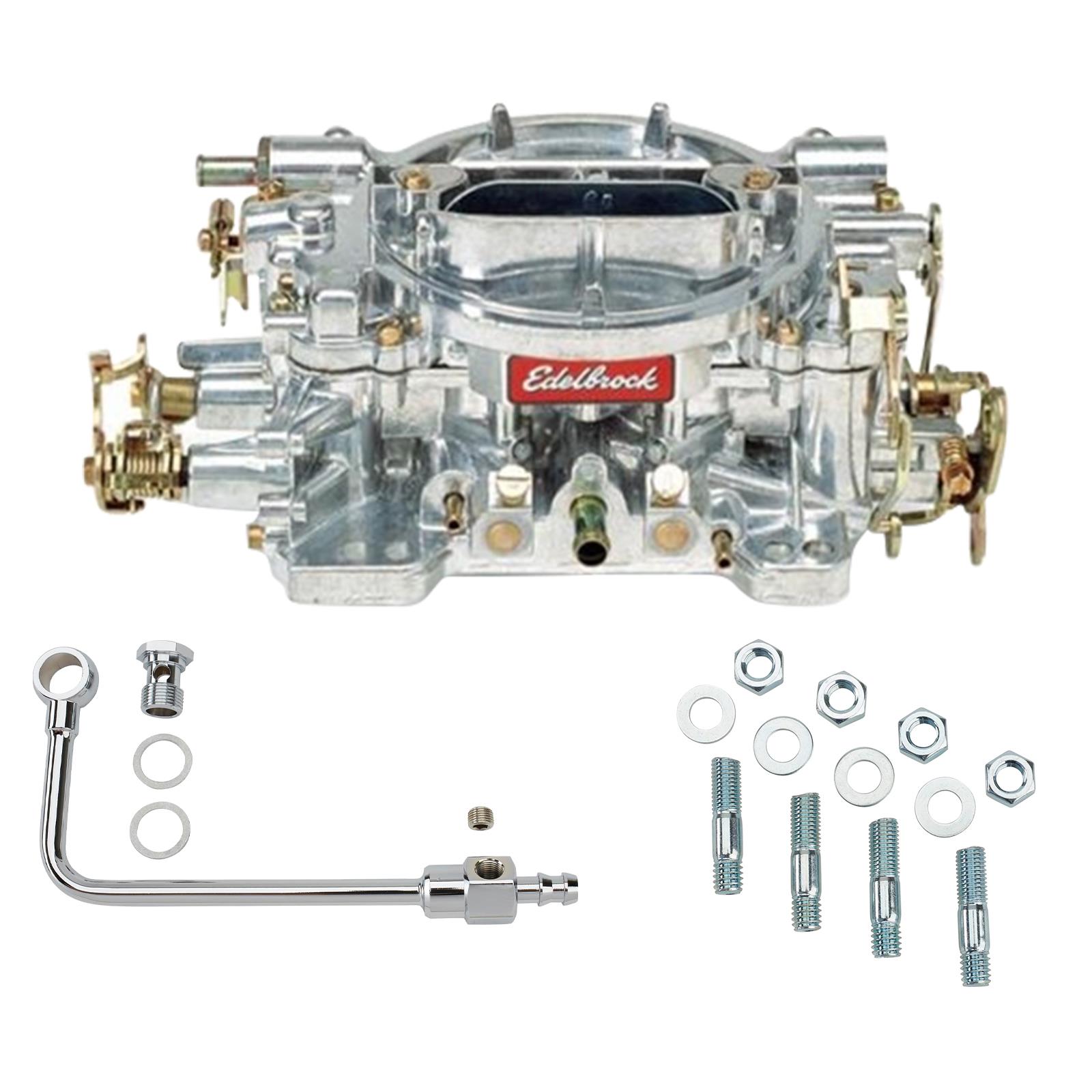 Edelbrock 1404 Performer 500CFM 4BBL Carb w/8126 Fuel Line Kit