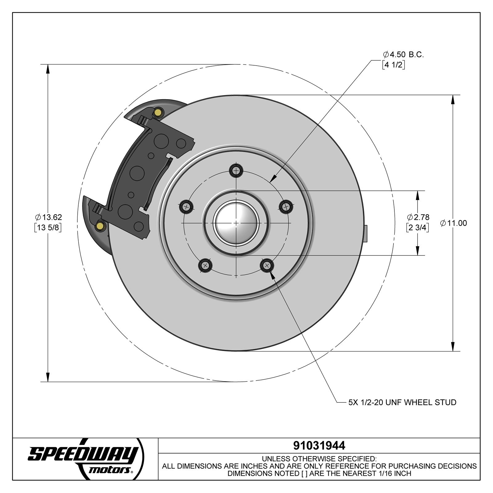 Mustang II Disc Brake Rotor, 5 on 4-3/4 Inch