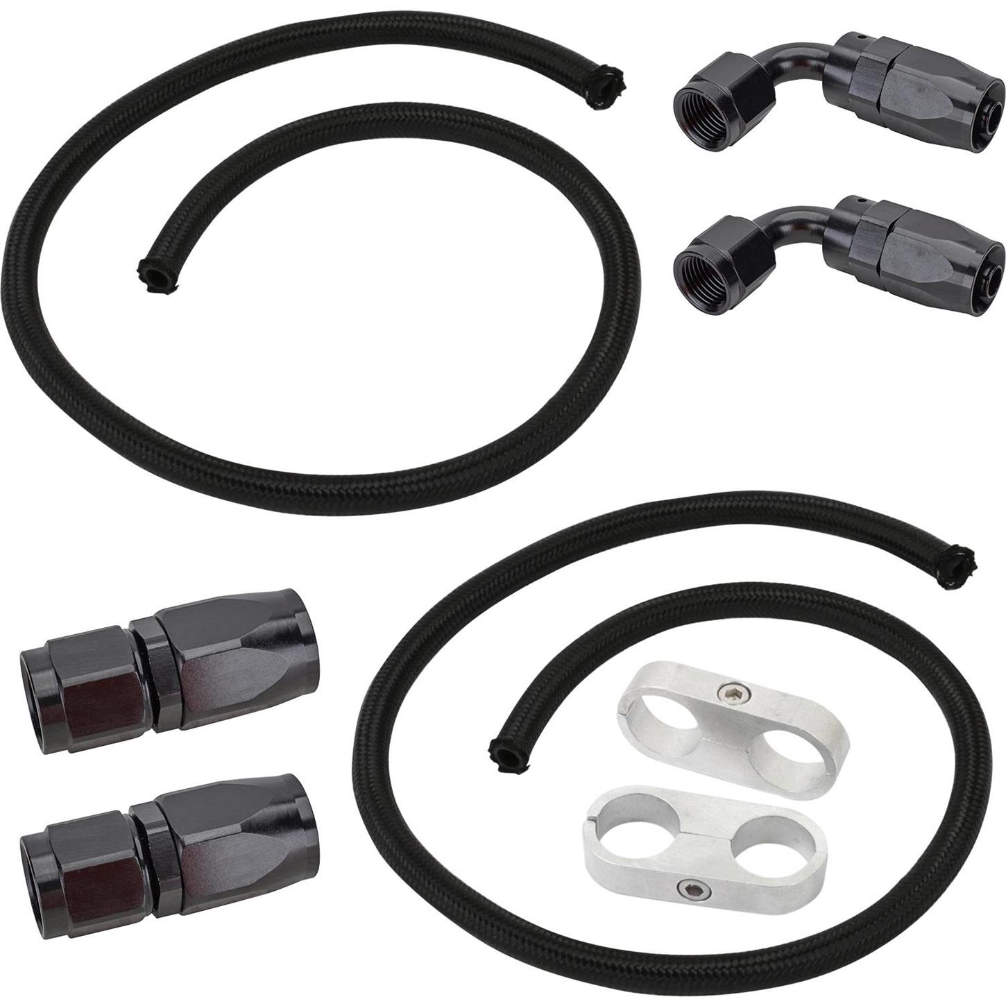 Black Nylon/Rubber 6AN Transmission Oil Cooler Line Assembly Kit