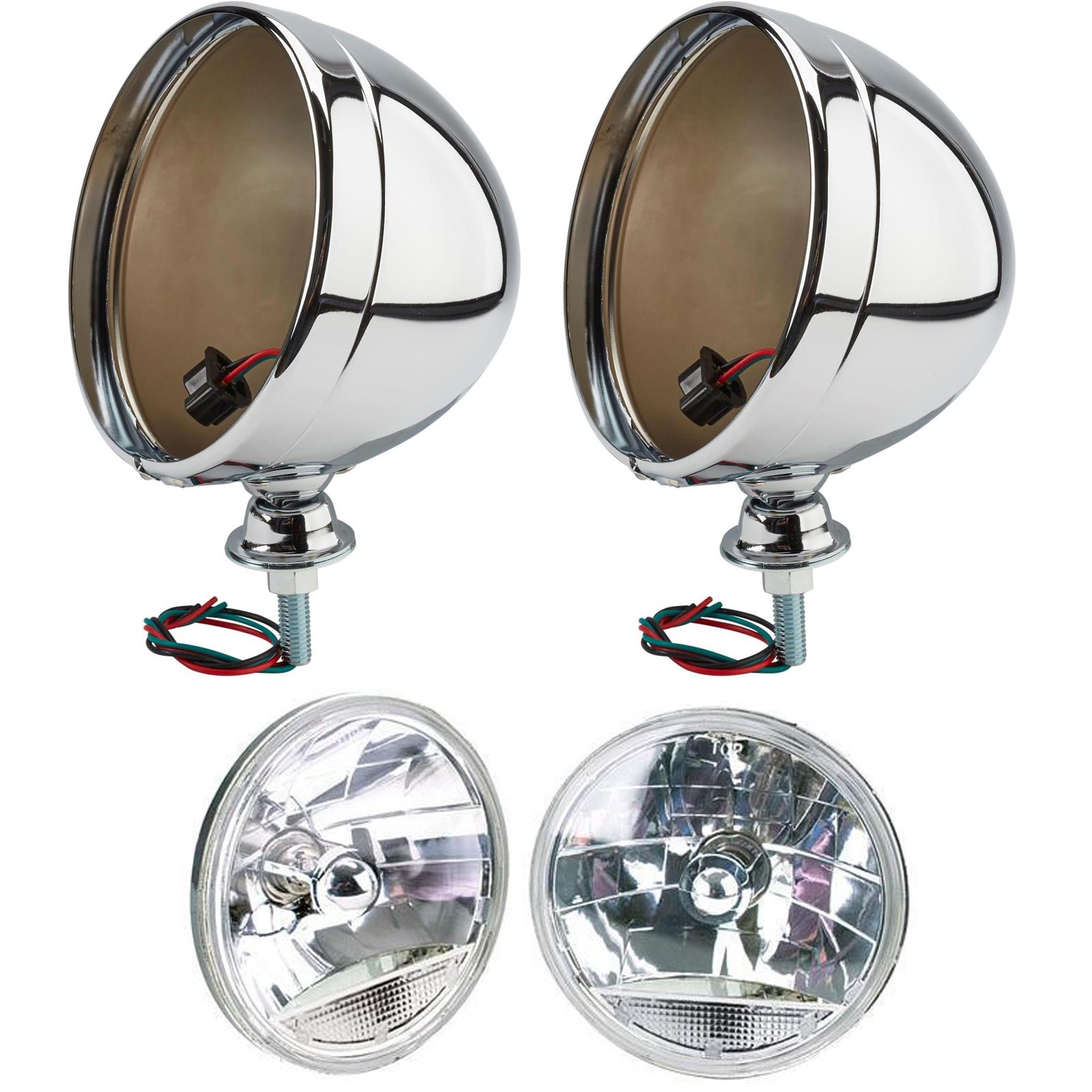 Speedway 7 Inch Fluted Headlight w/Clear Turn Signal, Chrome