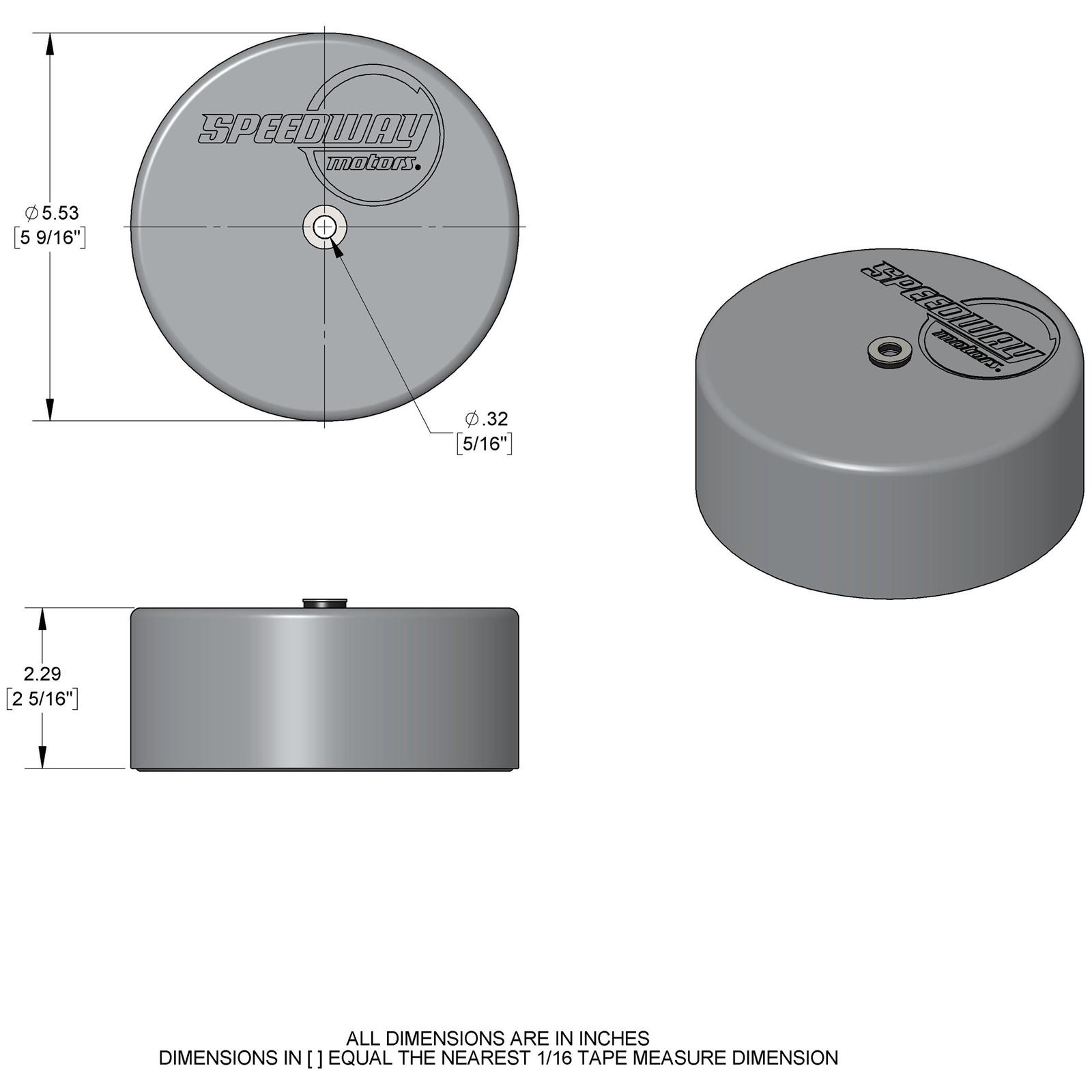 Speedway Billet Aluminum Carburetor Top Hat Dust Cap Cover