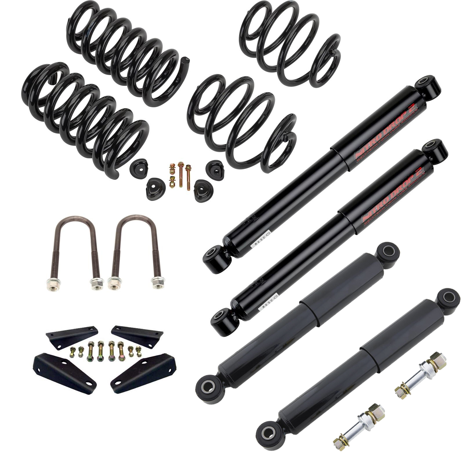 1963-72 Chevy C10 3/5 Drop Lowering Kit  w/ Shock Relocation