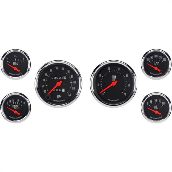 Omega Kustom 6Gauge Set, 33/8 Inch Mechanical Speedometer