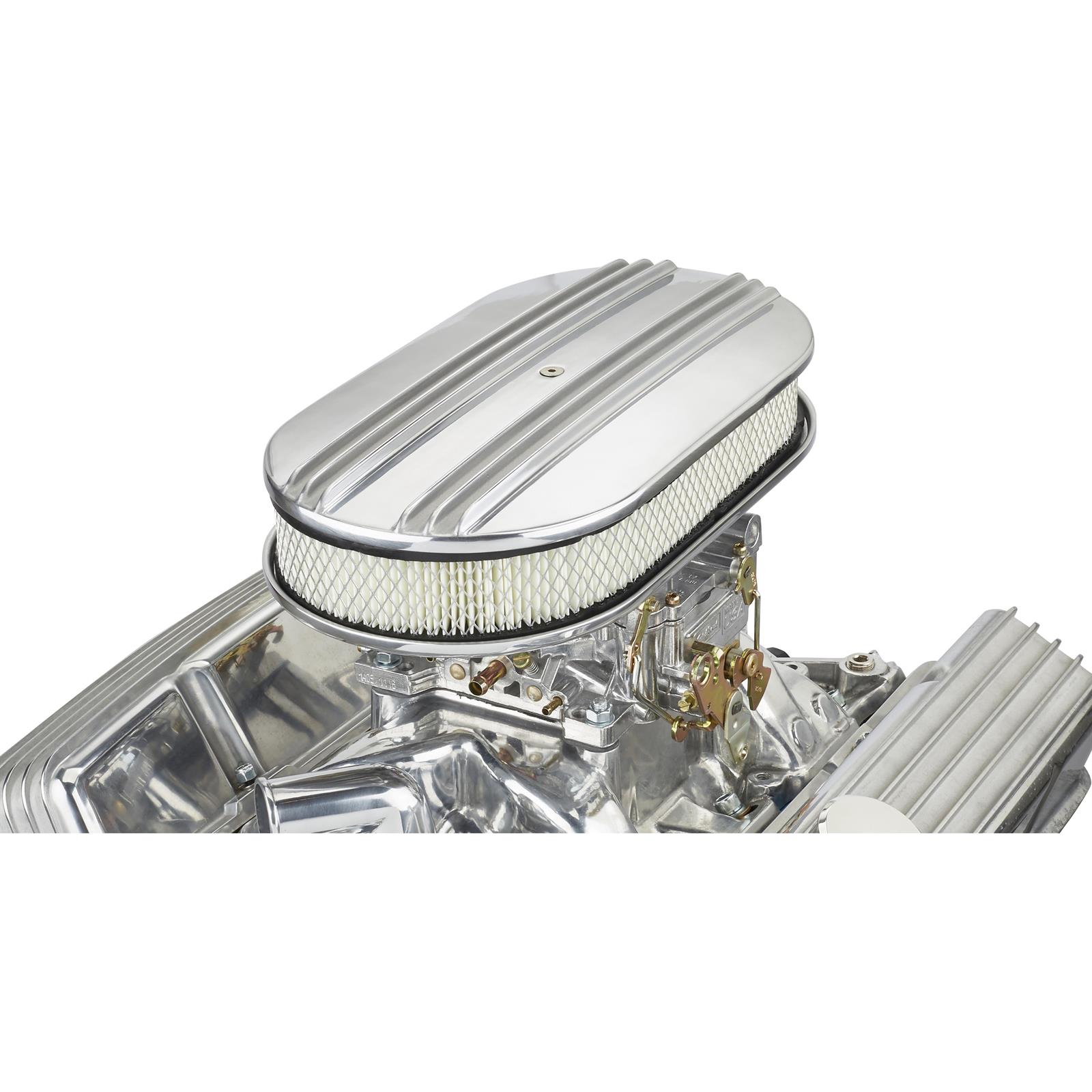 15 Inch Polished Aluminum Double Finned Oval Air Cleaner