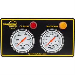 Speedway 2-Gauge Panel w/ Warning Lights, Oil Press/Water Temp
