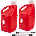 Utility Jugs w/Filler Hose, Red, 5 Gallon, Pair