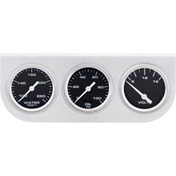 Speedway 3-Gauge Set with Aluminum Panel, Black, Brushed