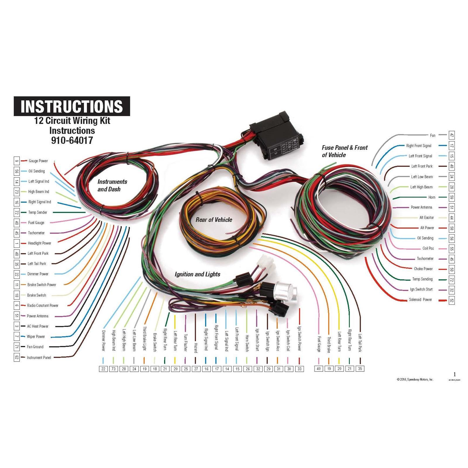 Universal 12 Circuit Wiring Harness with Install Package