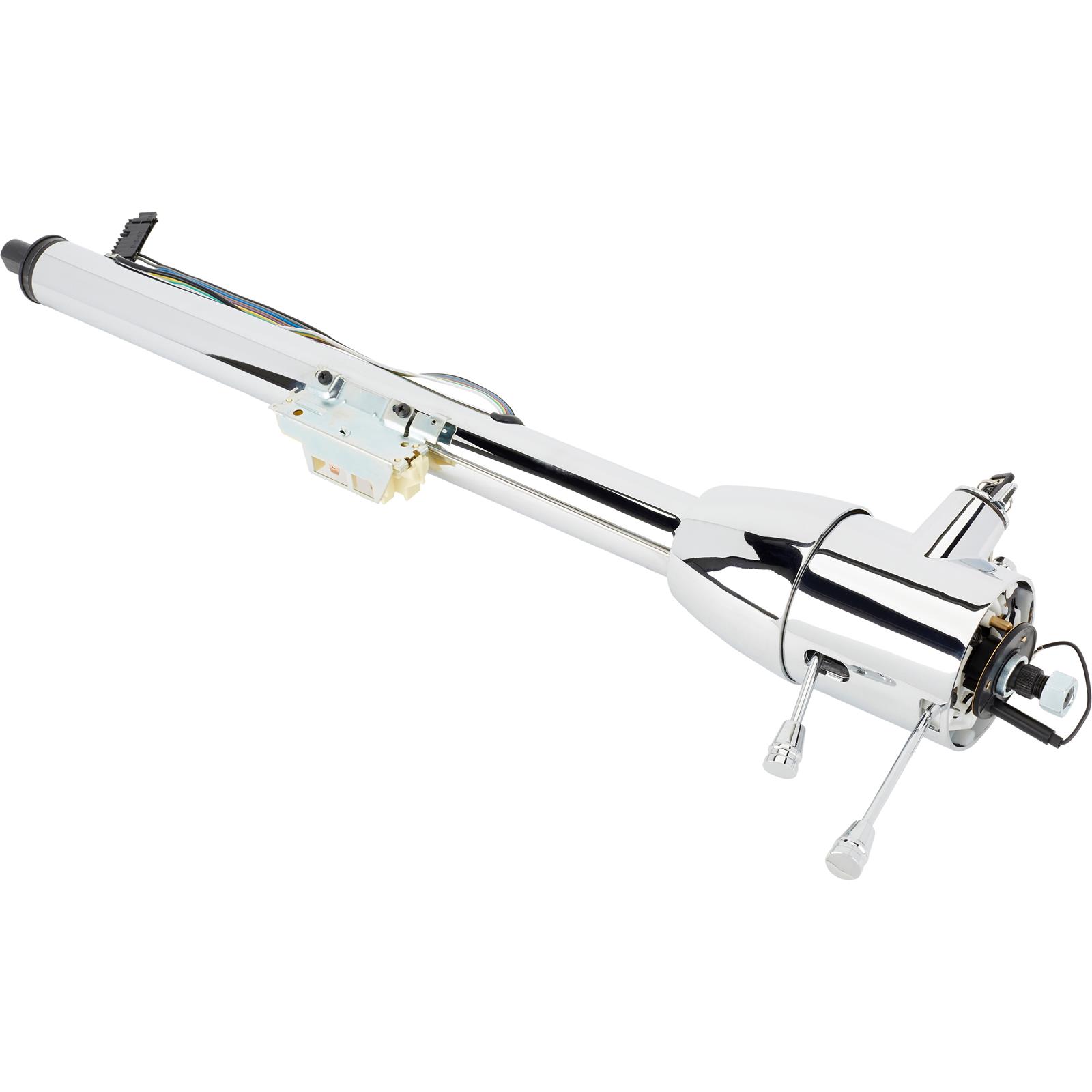 Hot Rod Chrome Aluminum Steering Column Drop - 2-1/2 Inch Drop With Key Notch For 2 Inch Diameter Columns - Universal Split Ring Design
