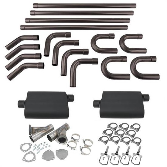 DIY Universal Dual Exhaust System Kit w/ Cutouts, Mufflers, 21/2