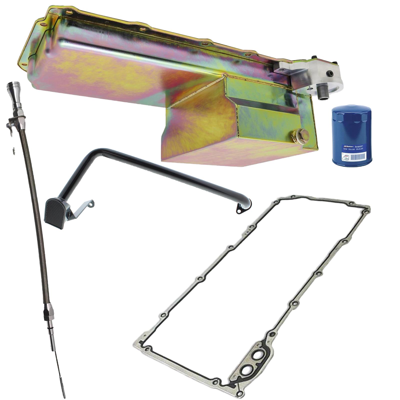 LS Swap Conversion Low Profile Oil Pan Kit, OEM Filter, Zinc