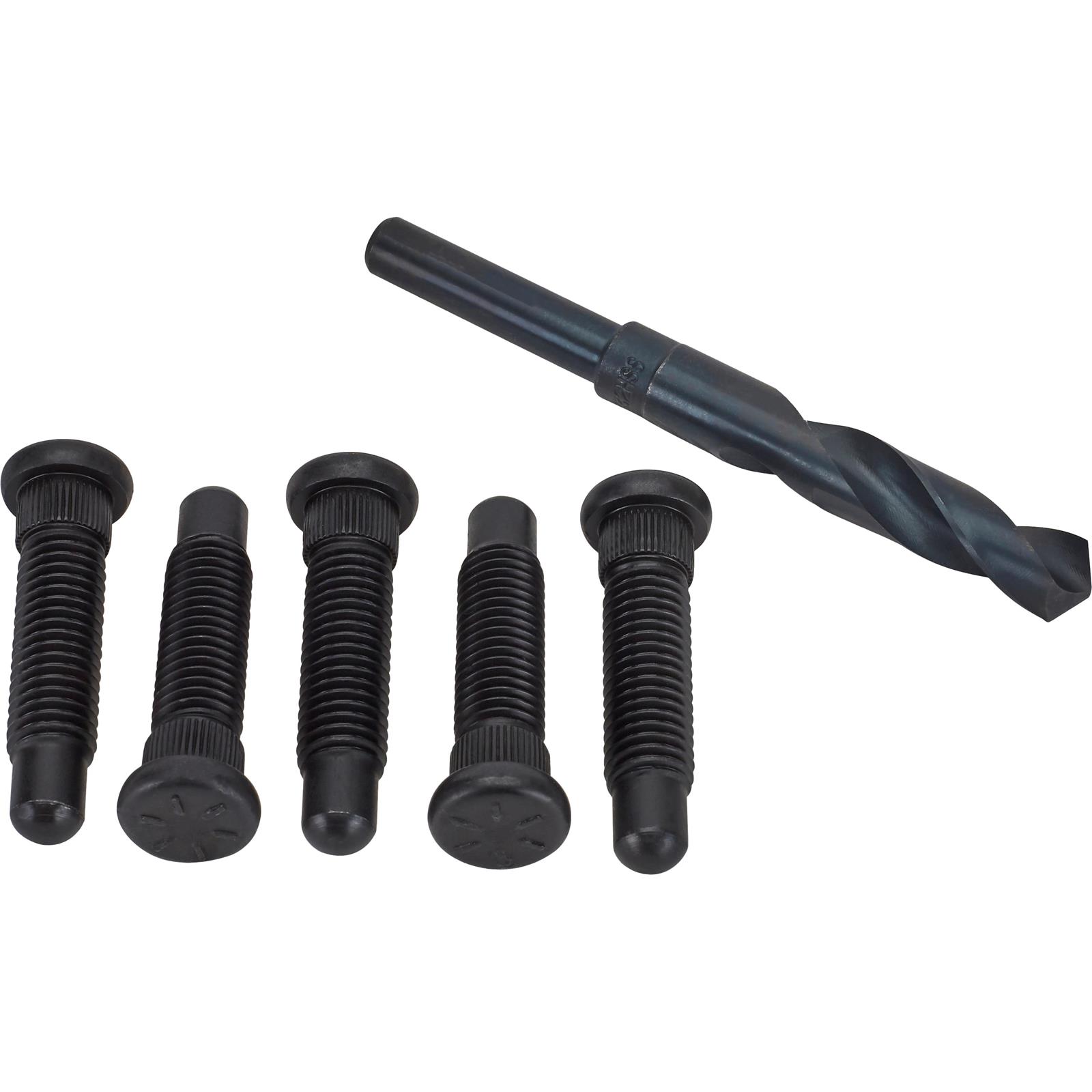 5/8 Inch Wheel Stud and Drill Bit Kit, .672 Knurl, .945 Head