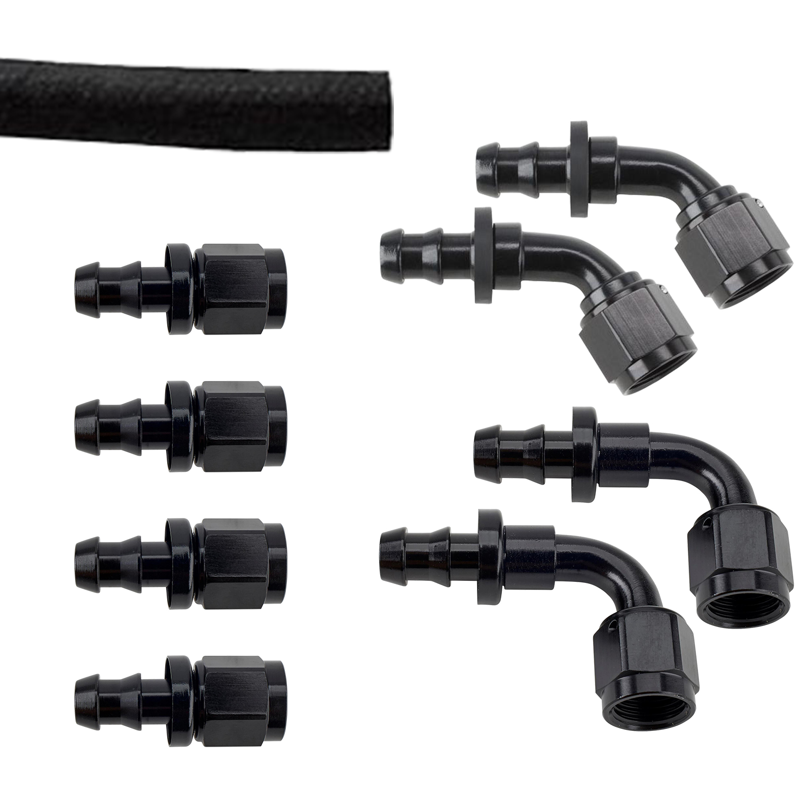 Speedway Black Socketless PushOn Hose End Fitting Kit, 6AN