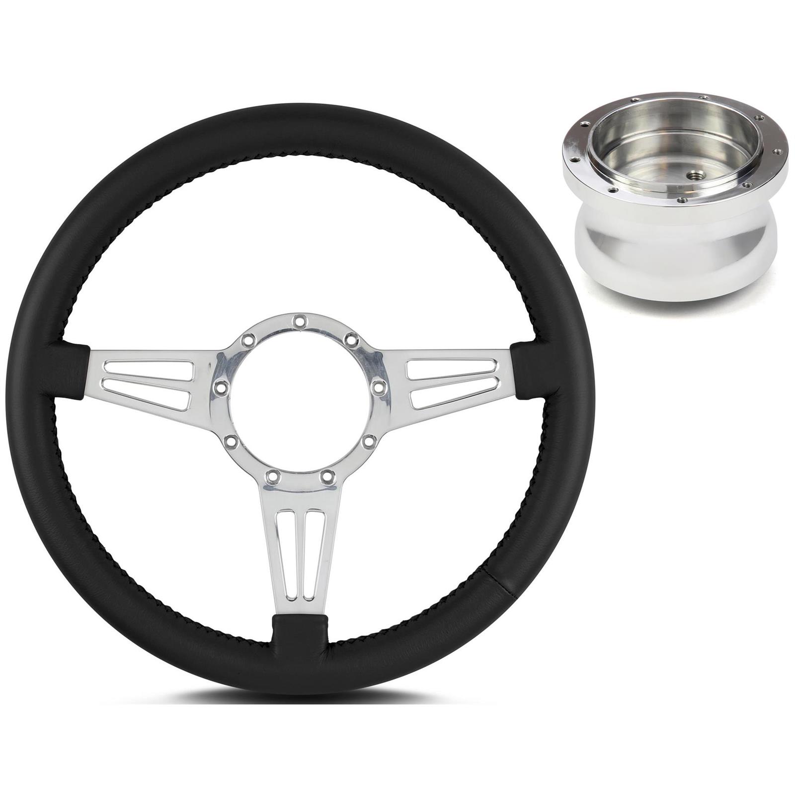 Lecarra Mark 4 Double Slot Steering Wheel w/Hub Adapter Kit,Blk