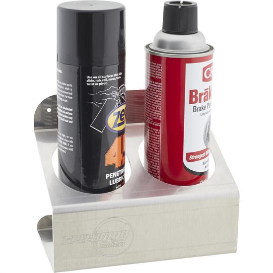 6 Aerosol Can Holder, Wall Mount, Aluminum, 3 Inch Holes