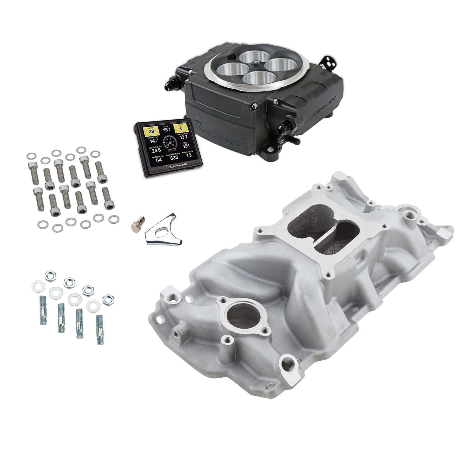 Small Block Chevy High Rise Intake & Sniper 2 EFI Conversion Kit