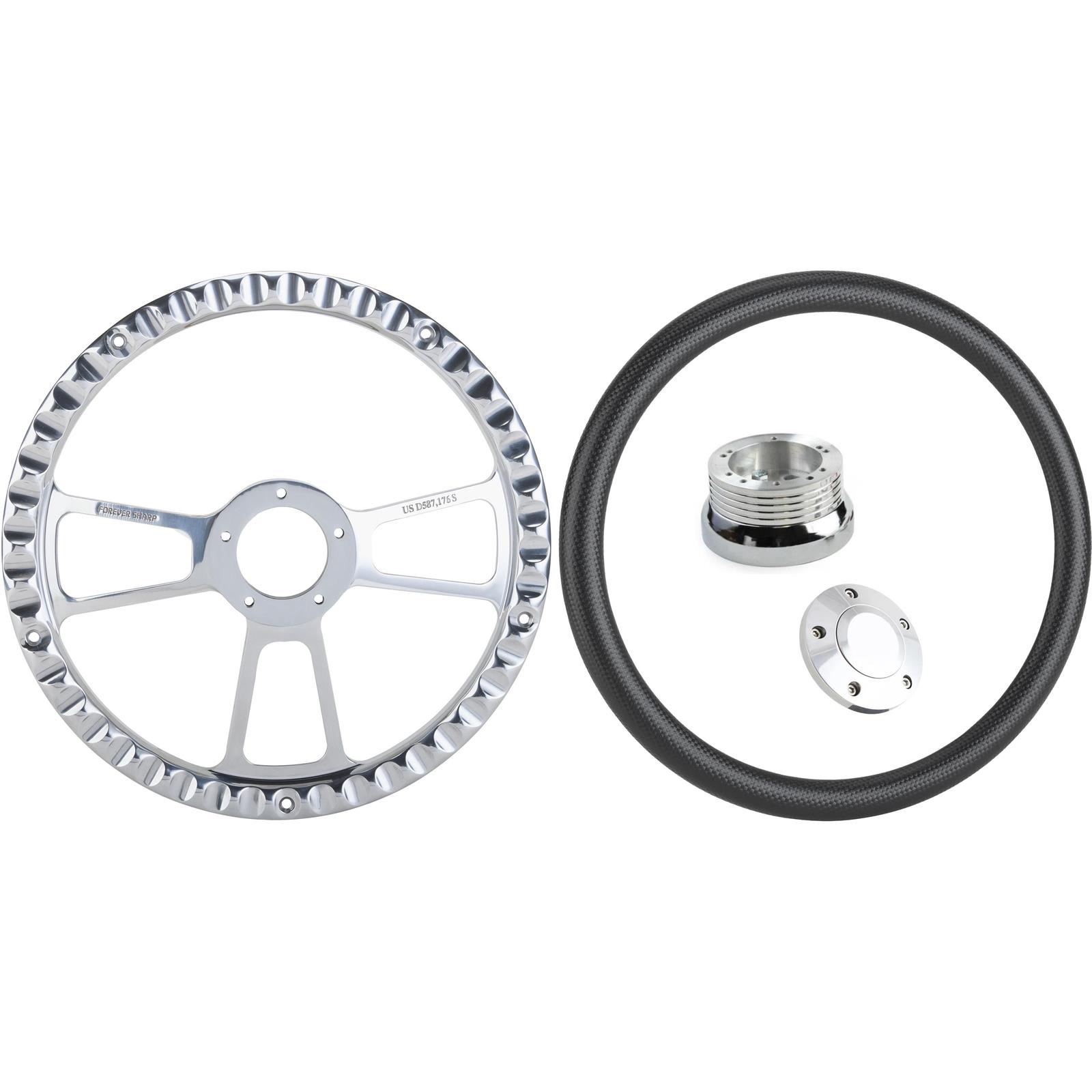 Forever Sharp 14 Inch Muscle Car Steering Wheel Kit, Polished