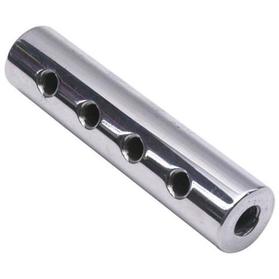 Round Polished Aluminum Fuel Block, 4Hole