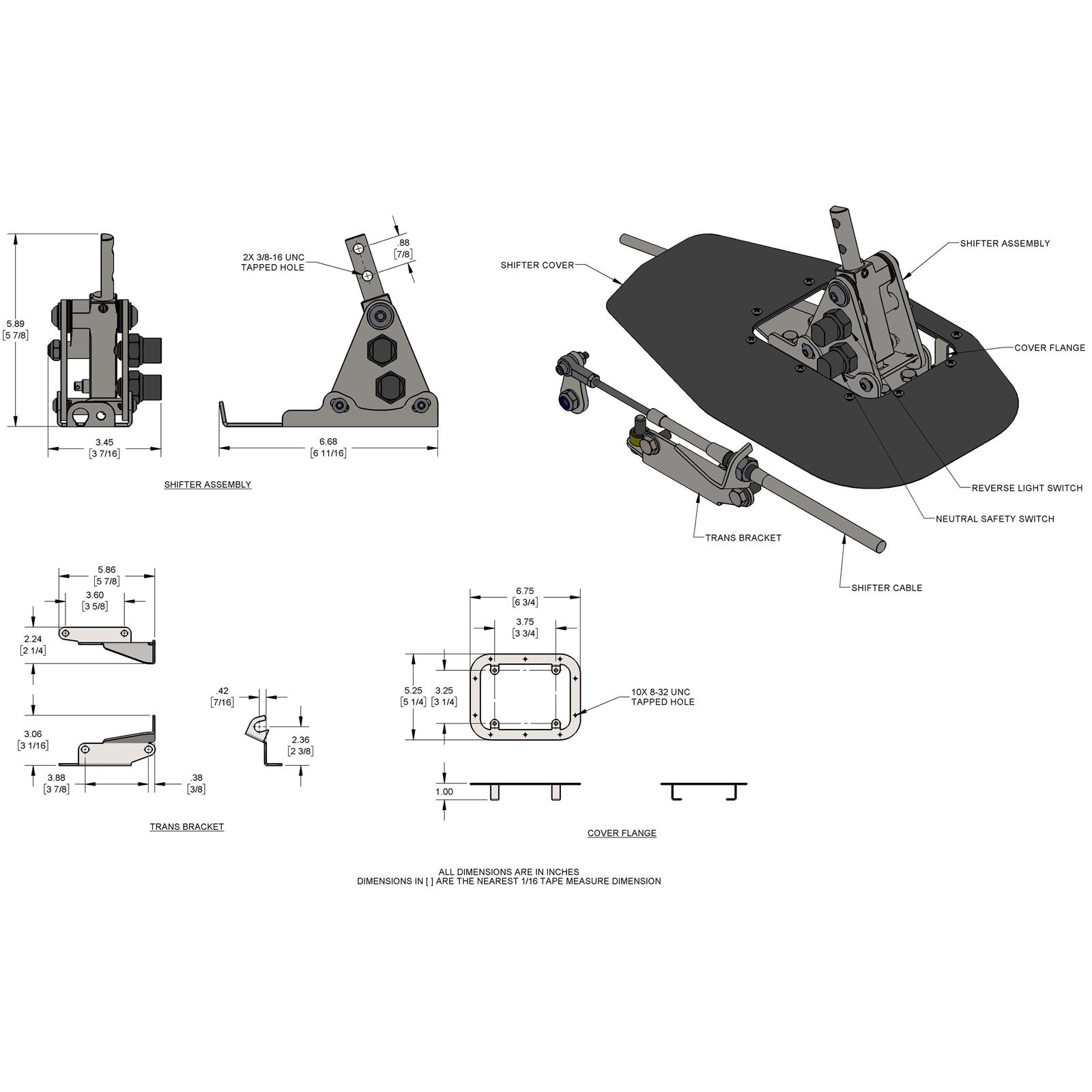 Side Detent Shifter for GM TH200, TH250, TH350, and TH400