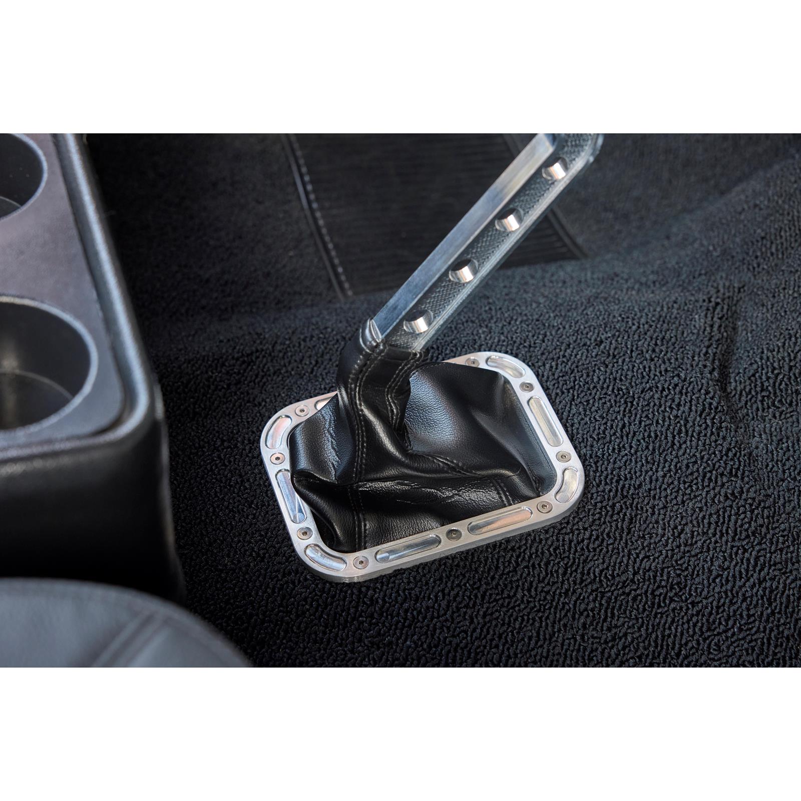 Rectangle Shifter Boot with Billet Aluminum Ring, Brushed