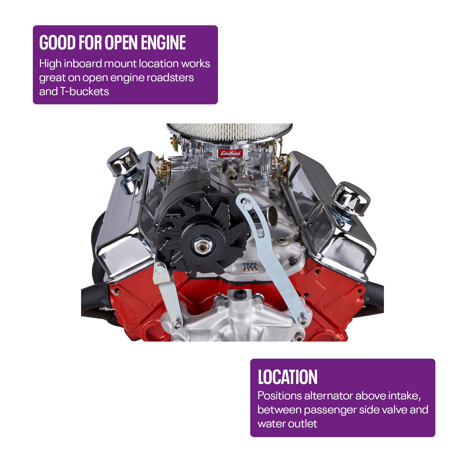 Small Block Chevy Upper Alternator Bracket, Plain