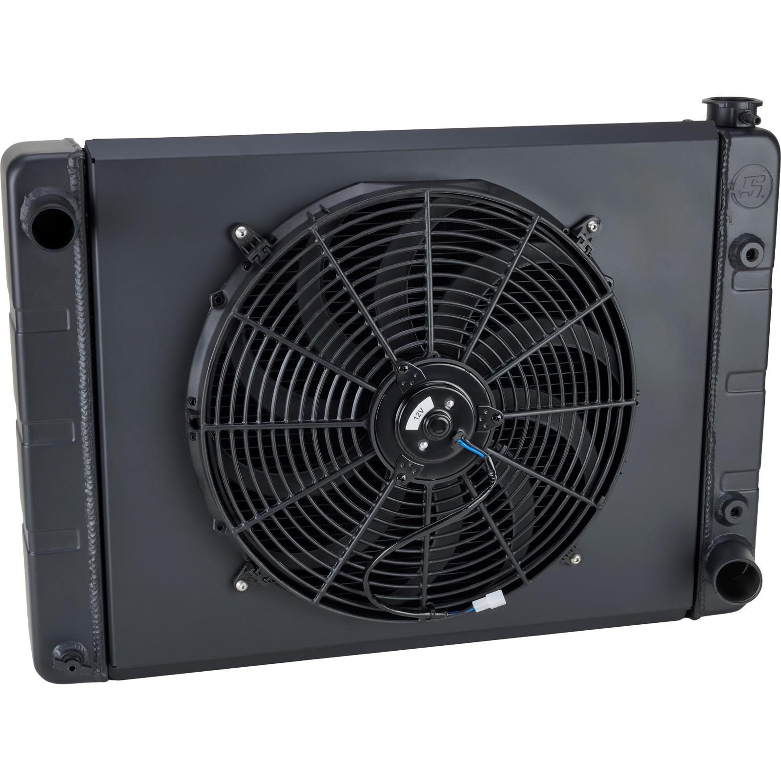 Windy Radiator WindChill® SBC/BBC Black Aluminum Radiator w/ Transmission Cooler ...
