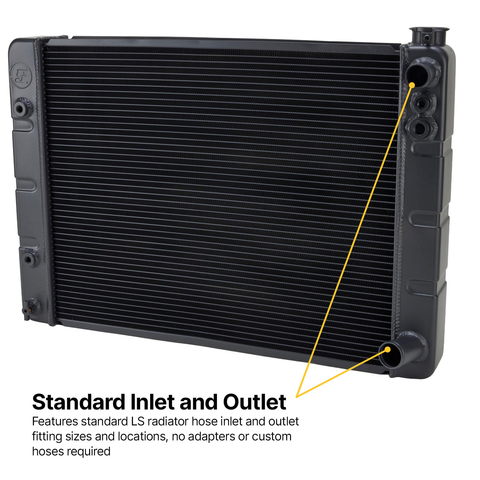 WindChill® Universal LS Black Aluminum Radiator w/ Cooler, Plain