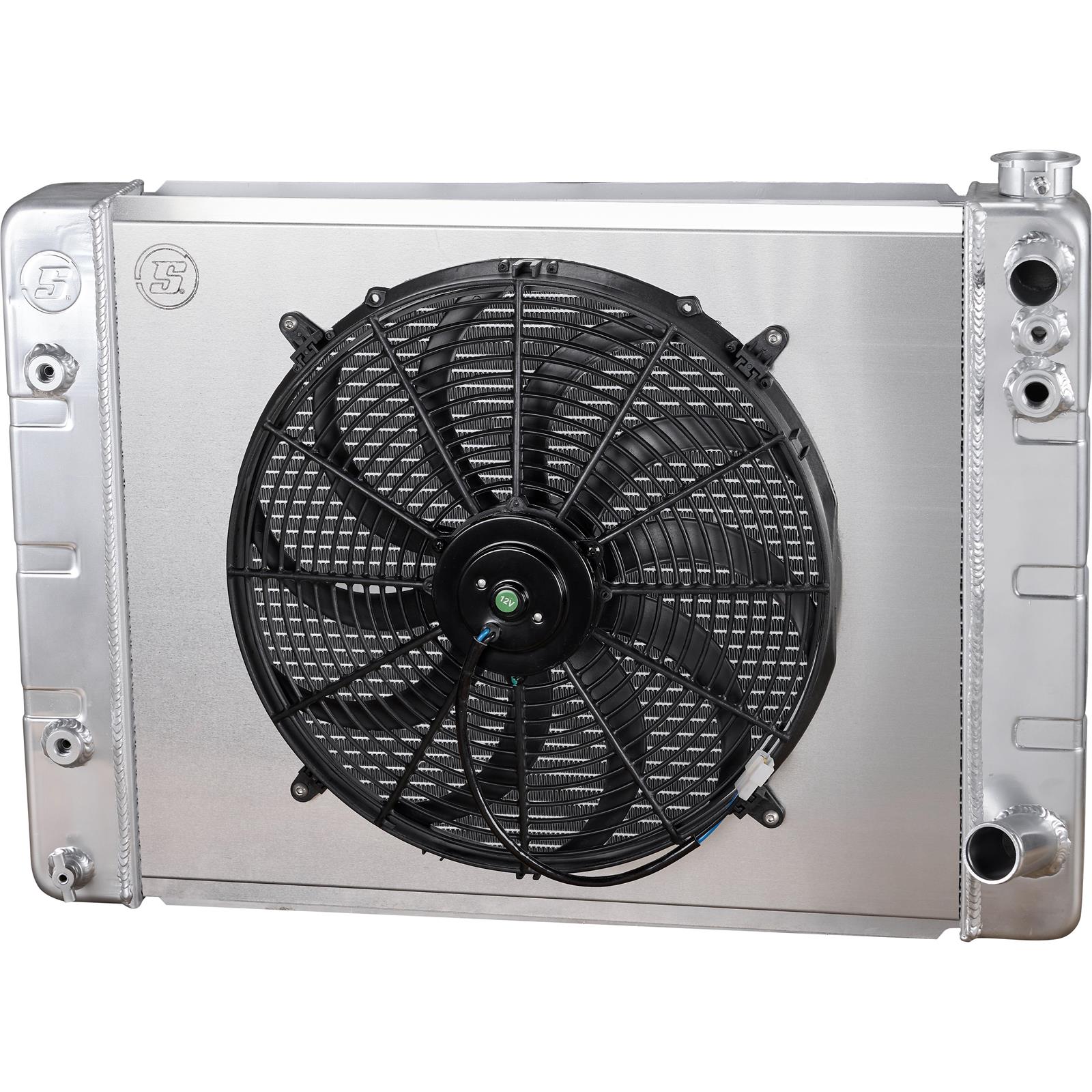 Three Speed 3 Radiator Fan WindChill® LS Swap Aluminum Radiator w/ Transmission Cooler, Shroud/Fan ...