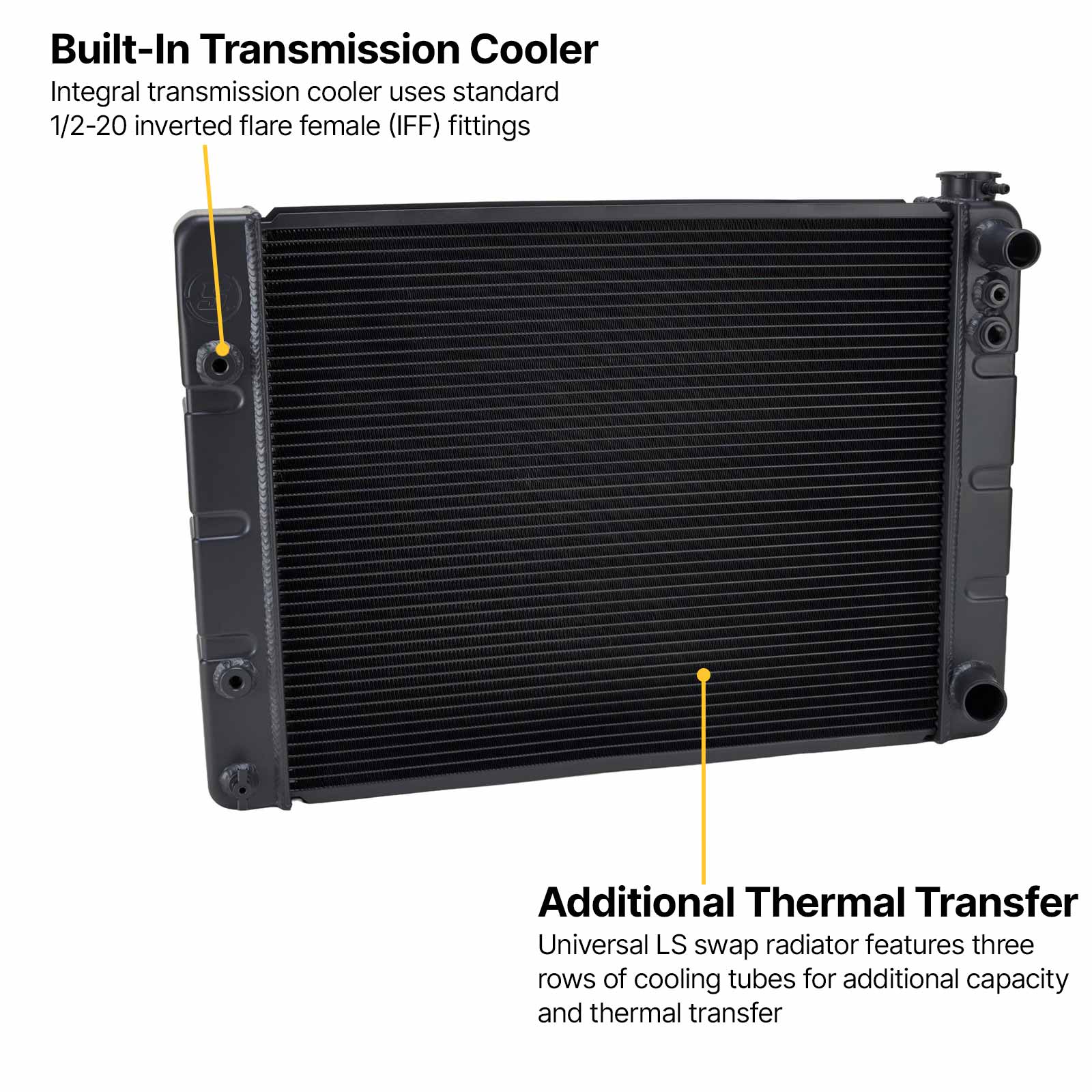 WindChill® Universal LS Swap Black Aluminum Radiator Kit w/ Trans