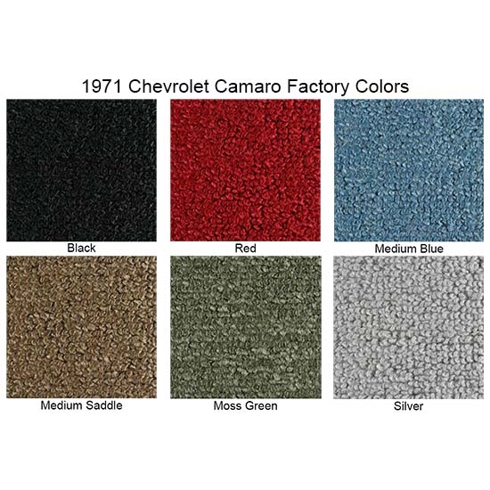 1970-1973 Camaro Carpet Set 80/20 Looped for Auto with Tail Black 01