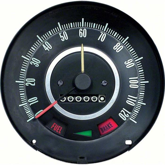 OER 6480796 67 Camaro In Dash Speedometer 120MPH, w/Speed Warning