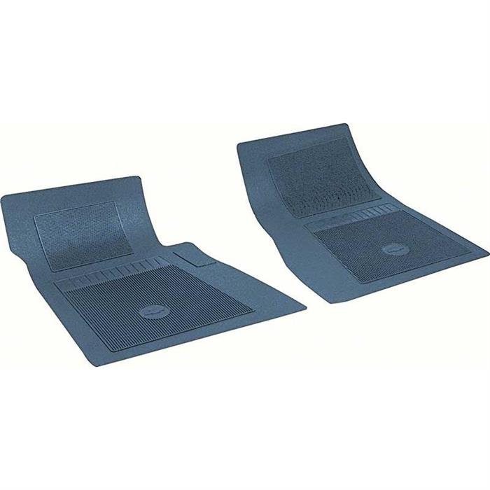 OER FP72012 Chevy 2 Piece Dark Blue Front Floor Mat Set w/Bow Tie