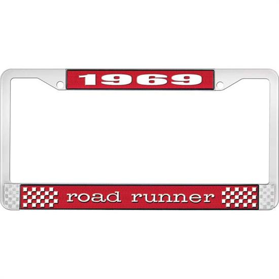 OER LF121669C 1969 Road Runner License Plate Frame, Red/Chrome