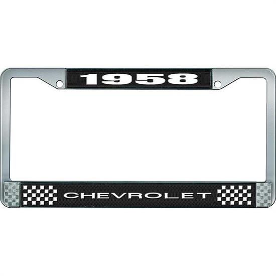 OER LF2235801A 1958 Chevy Black/Chrome License Plate Frame