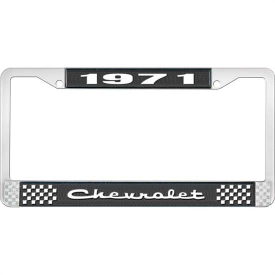 OER LF2237102A 1971 Chevy Black/Chrome License Plate Frame