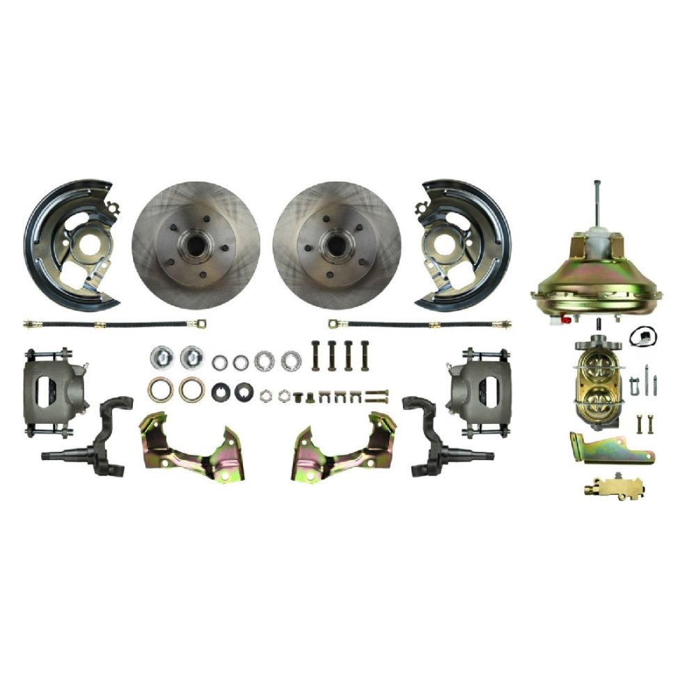 RSDAFXDC06C Front 1 Piston 11.00 in. Rotors Power Disc Conversion Brake System for 1967-19 72 a Body GM Booster - Offset Hat