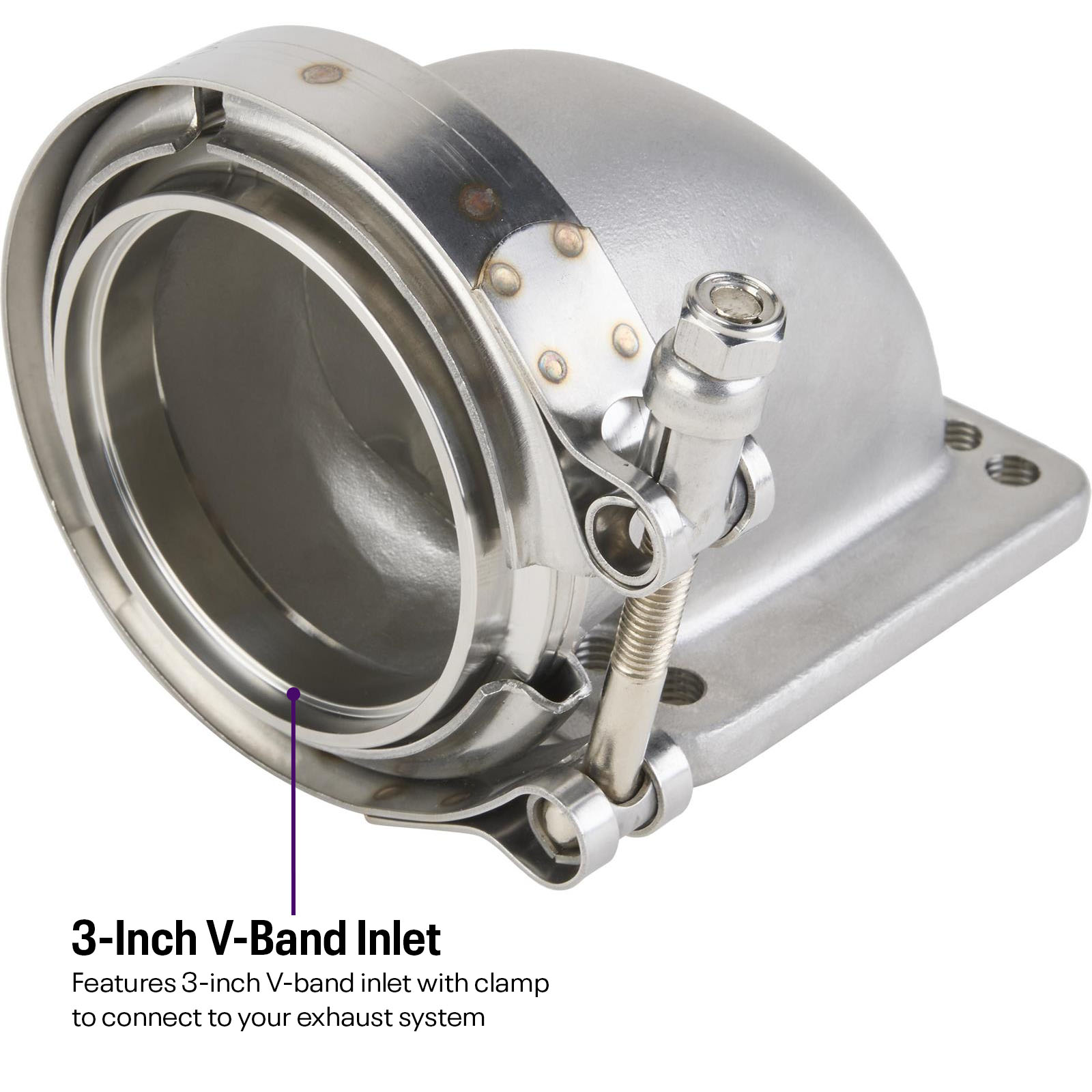 3" V-Band Flange To T3 Stainless Steel Turbo Exhaust Adapter – 90 Degree, With Hardware
