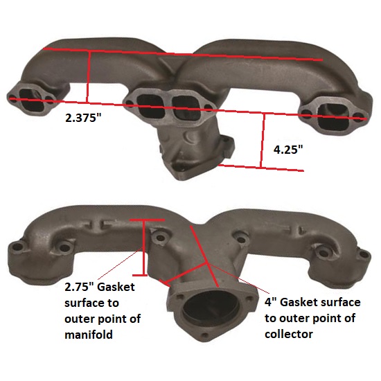Smoothie Rams Horn Exhaust Manifolds, Small Block Chevy, Silver