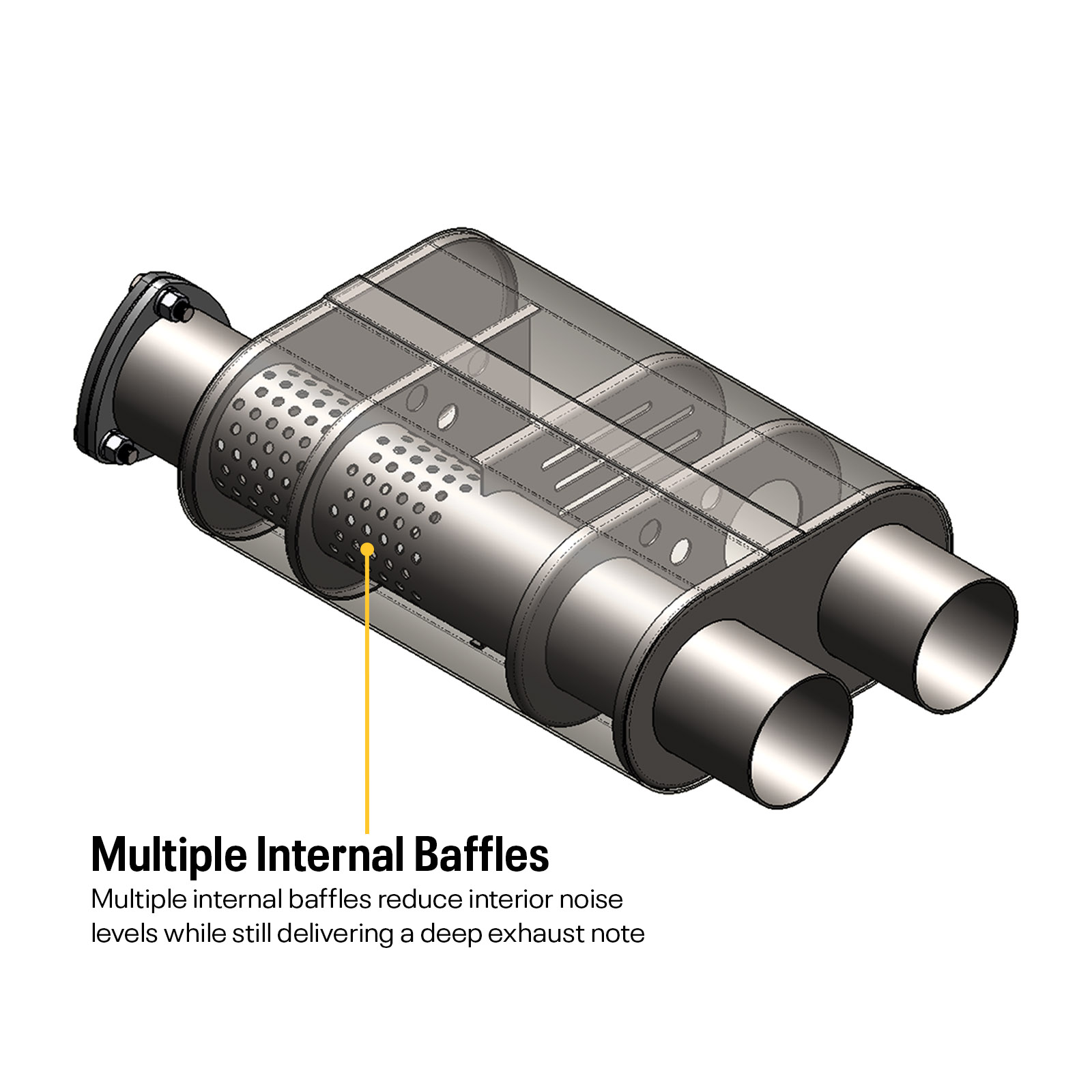 Straight Through Exhaust Dump Baffled Muffler with Cutout, 3
