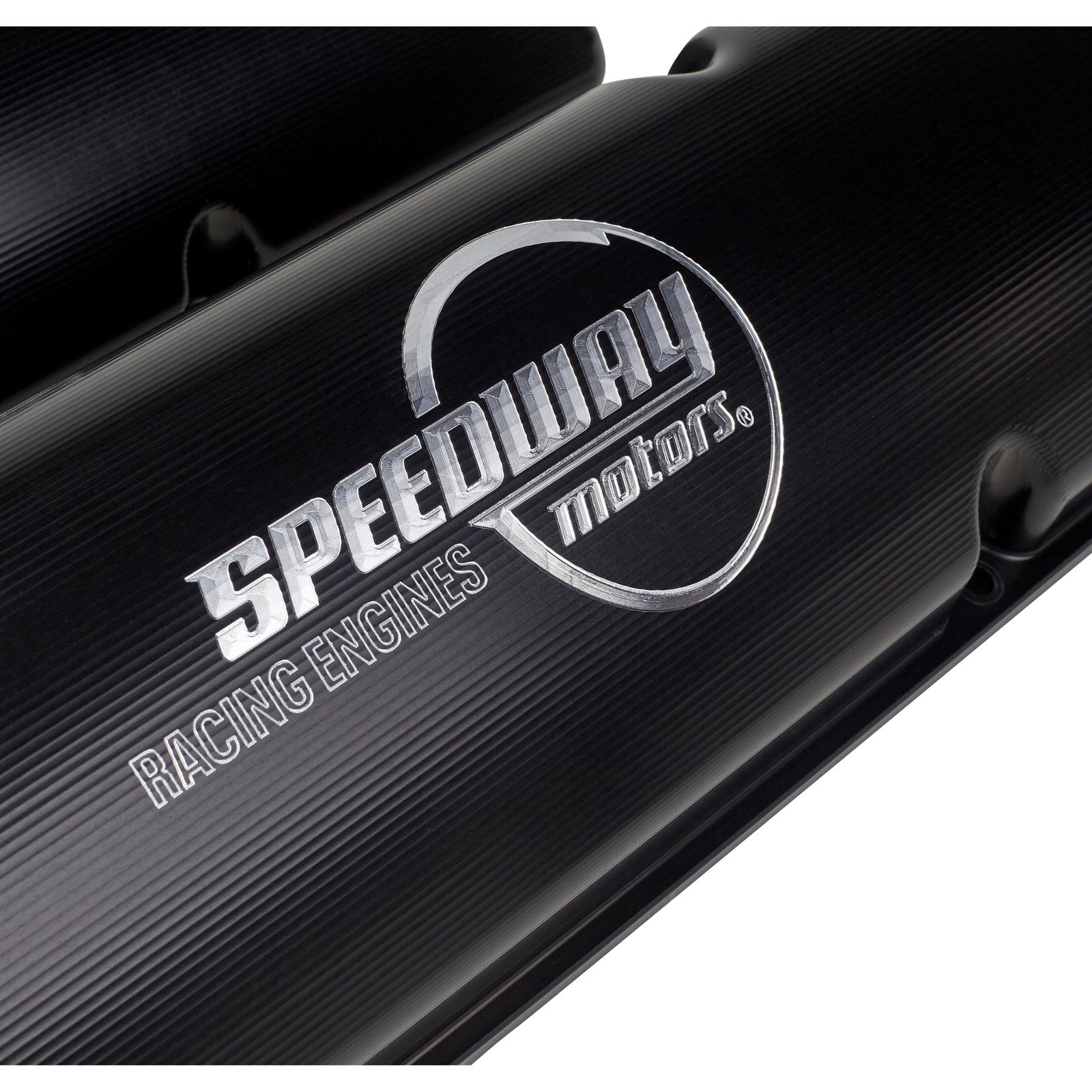 Billet Small Block Chevy Valve Covers, Breather Cross, Black Anodized