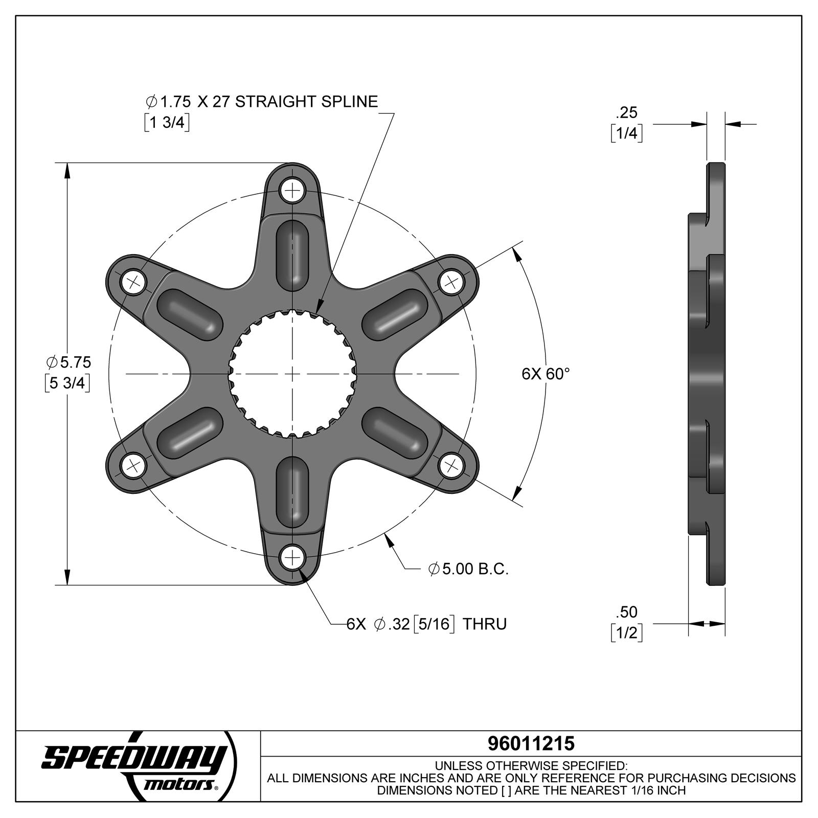 Micro Sprint Billet Aluminum Rear Brake Rotor Hub, 5
