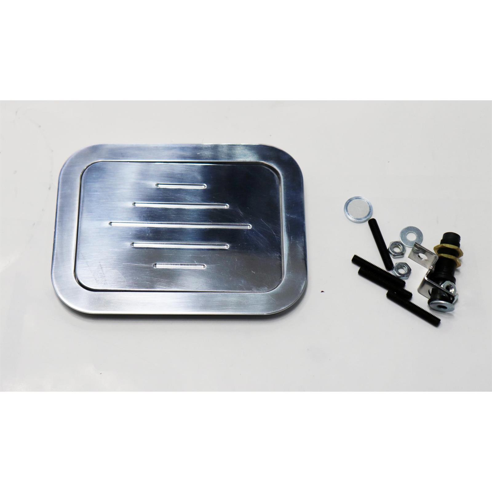 Polished Billet Aluminum Oval Fuel Fill Door - 5.5x3 Inch Access Panel For Truck Bed & Custom Applications